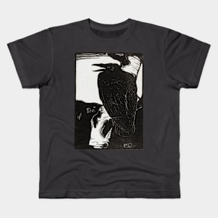 Raven on a tree branch Kids T-Shirt